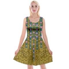 Gold Jungle And Paradise Liana Flowers Reversible Velvet Sleeveless Dress by pepitasart