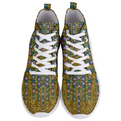 Gold Jungle And Paradise Liana Flowers Men s Lightweight High Top Sneakers by pepitasart