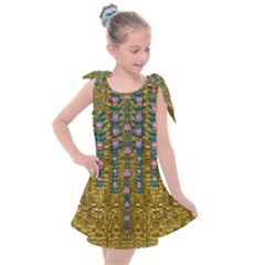 Gold Jungle And Paradise Liana Flowers Kids  Tie Up Tunic Dress