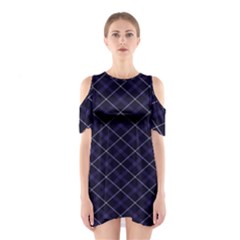 Royal Blue Plaid Tartan Shoulder Cutout One Piece Dress by dressshop