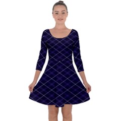 Royal Blue Plaid Tartan Quarter Sleeve Skater Dress by dressshop