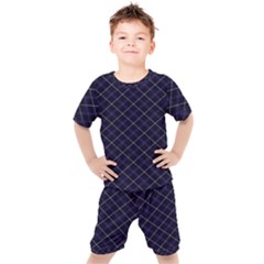 Royal Blue Plaid Tartan Kid s Set