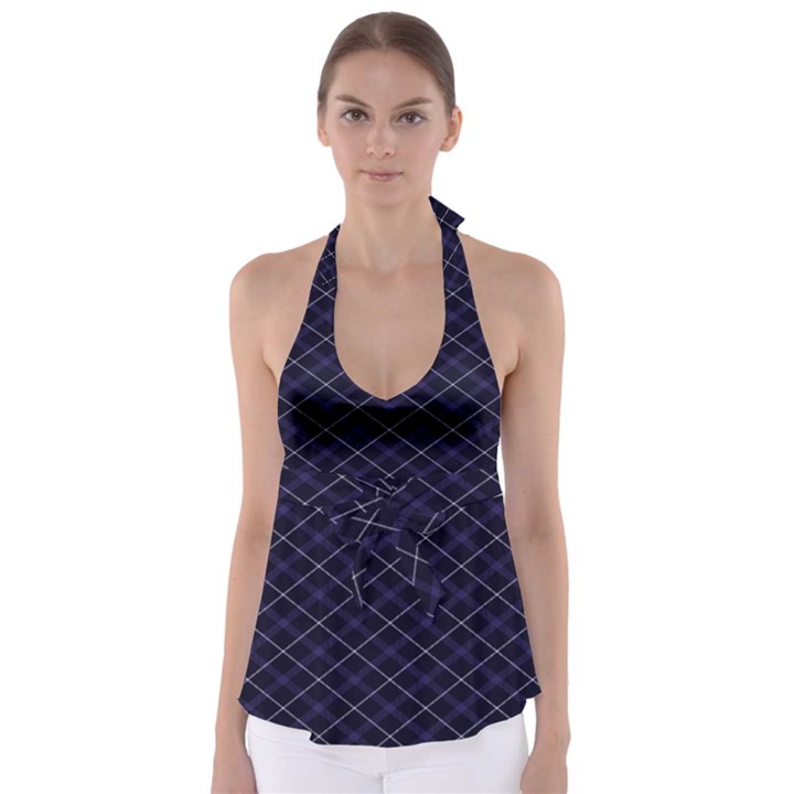 Blue Plaid  Babydoll Tankini Top