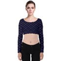 Blue Plaid  Velvet Long Sleeve Crop Top View1