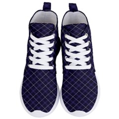 Blue Plaid  Women s Lightweight High Top Sneakers