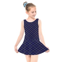 Blue Plaid  Kids  Skater Dress Swimsuit