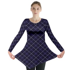 Blue Plaid  Long Sleeve Tunic  by dressshop