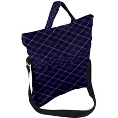 Blue Plaid  Fold Over Handle Tote Bag