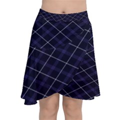 Blue Plaid  Chiffon Wrap Front Skirt by dressshop