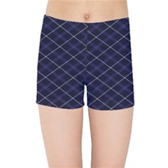 Blue Plaid  Kids Sports Shorts