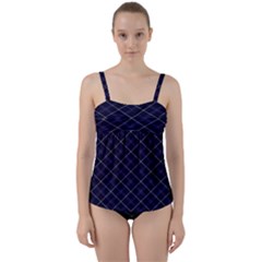 Blue Plaid  Twist Front Tankini Set by dressshop