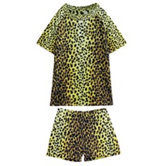 Leopard 1 Leopard A Kids  Swim Tee And Shorts Set