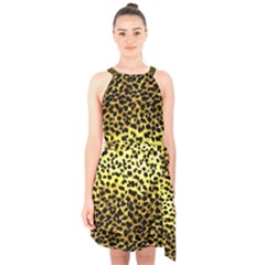 Leopard Version 2 Halter Collar Waist Tie Chiffon Dress by dressshop