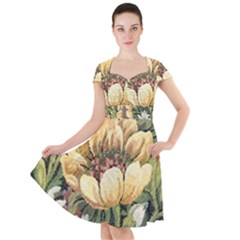 Grandma s Vintage Floral Couch Cap Sleeve Midi Dress