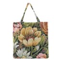 Retro Vintage Floral Grocery Tote Bag View1