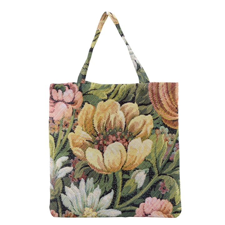 Retro Vintage Floral Grocery Tote Bag