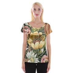 Retro Vintage Floral Cap Sleeve Top by dressshop