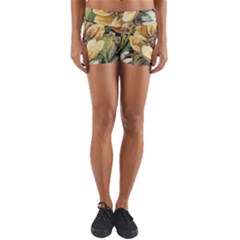 Retro Vintage Floral Yoga Shorts by dressshop