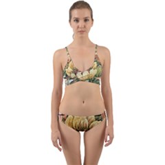 Retro Vintage Floral Wrap Around Bikini Set by dressshop