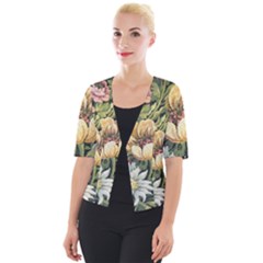 Retro Vintage Floral Cropped Button Cardigan