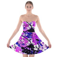 Floral Abstract Strapless Bra Top Dress