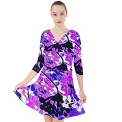 Floral Abstract Quarter Sleeve Front Wrap Dress by dressshop