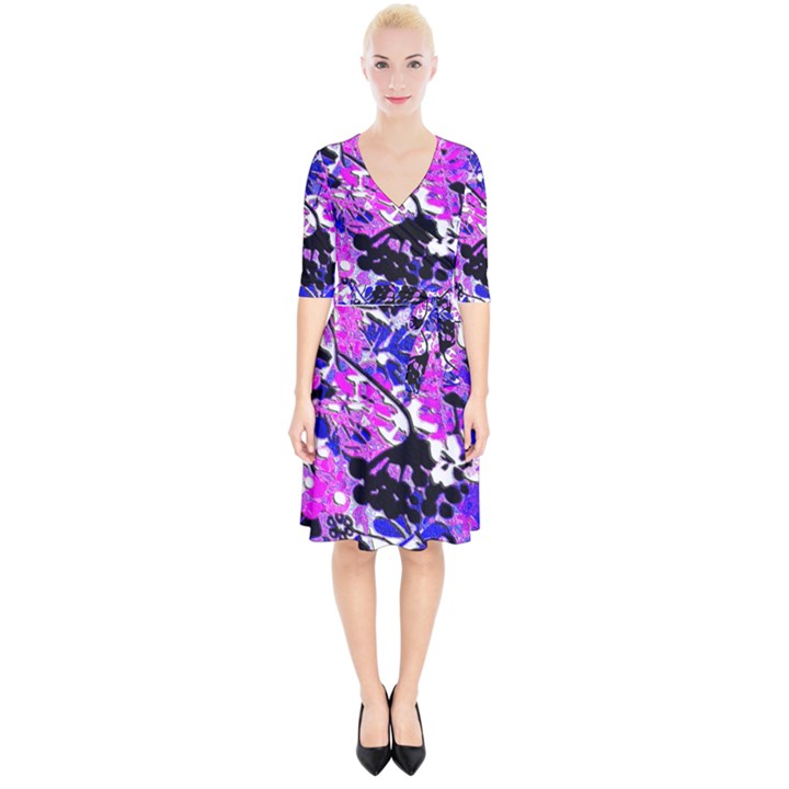 Floral abstract Wrap Up Cocktail Dress