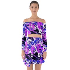 Floral Abstract Off Shoulder Top With Skirt Set by dressshop