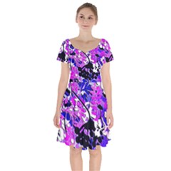 Floral Abstract Short Sleeve Bardot Dress by dressshop