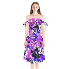 Floral Abstract Shoulder Tie Bardot Midi Dress by dressshop