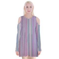 Rainbow Stripe Version 2 Velvet Long Sleeve Shoulder Cutout Dress by dressshop