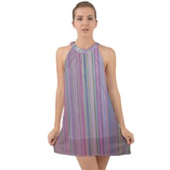 Rainbow Stripe Version 2 Halter Tie Back Chiffon Dress