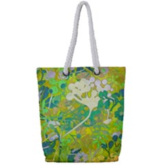 Floral 1 Abstract Full Print Rope Handle Tote (small) by dressshop