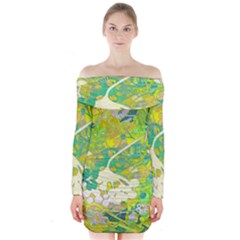 Floral 1 Abstract Long Sleeve Off Shoulder Dress by dressshop