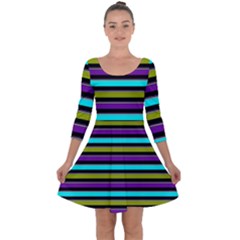 Retro Stripe 1 Version 2 Quarter Sleeve Skater Dress