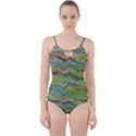 Cool Green Marbled  Cut Out Top Tankini Set View1