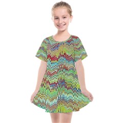 Cool Green Marbled  Kids  Smock Dress