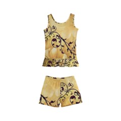 Wonderful Vintage Design With Floral Elements Kid s Boyleg Swimsuit