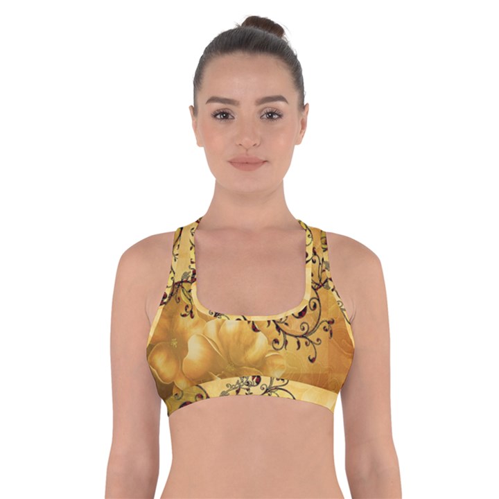 Wonderful Vintage Design With Floral Elements Cross Back Sports Bra