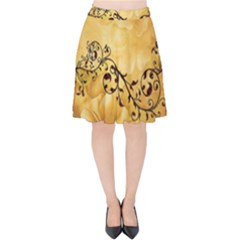 Wonderful Vintage Design With Floral Elements Velvet High Waist Skirt by FantasyWorld7