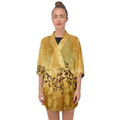 Wonderful Vintage Design With Floral Elements Half Sleeve Chiffon Kimono by FantasyWorld7