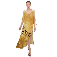 Wonderful Vintage Design With Floral Elements Maxi Chiffon Cover Up Dress