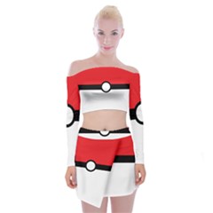 Poke Ball Off Shoulder Top With Mini Skirt Set by raeraeshescrafty