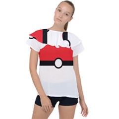 Poke Ball Ruffle Collar Chiffon Blouse