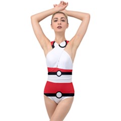 Poke Ball Cross Front Low Back Swimsuit by raeraeshescrafty