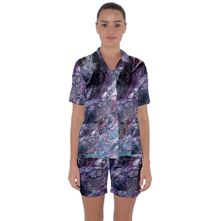 Planetary Satin Short Sleeve Pyjamas Set