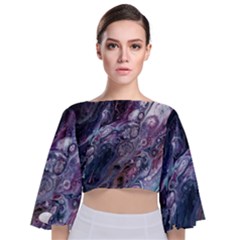 Planetary Tie Back Butterfly Sleeve Chiffon Top by ArtByAng