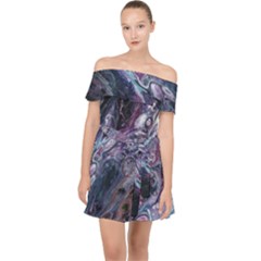 Planetary Off Shoulder Chiffon Dress by ArtByAng