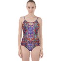 Red Purple Sparkle Floral Cut Out Top Tankini Set View1