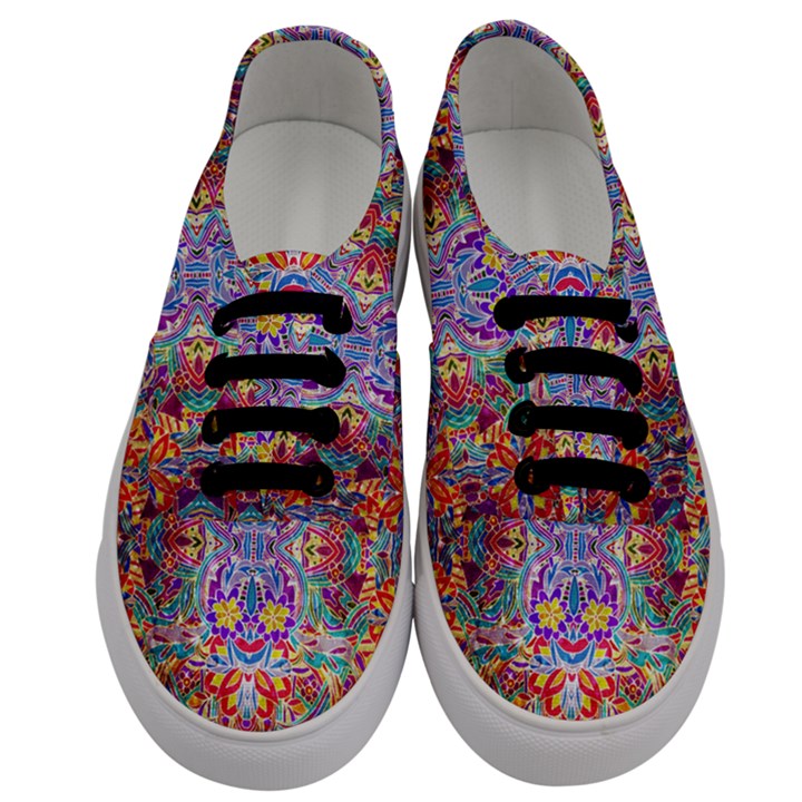 Red Purple Sparkle Floral Men s Classic Low Top Sneakers